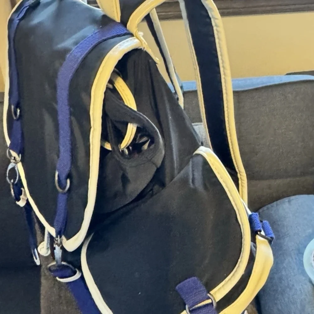 Carpisa Backpack Blue Black /White Travel Backpack Drawstring Bag